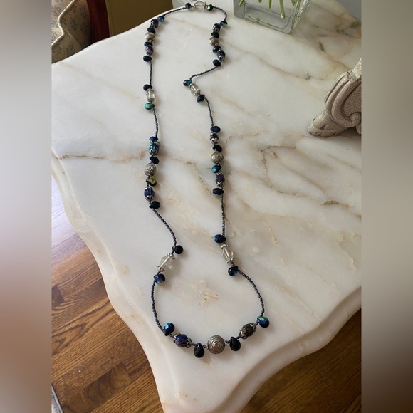 Art Deco Necklace w/Glass and Seed Beads - Various Shapes & Colors    Iridescent - Picture 3 of 6
